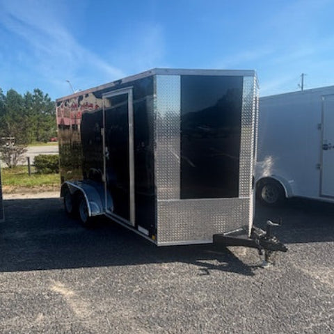 7x14 TA Cargo Enclosed Trailer with Ramp Door - Black