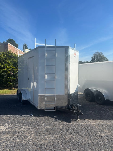 7x14 TA Cargo Enclosed Trailer with Ramp - White