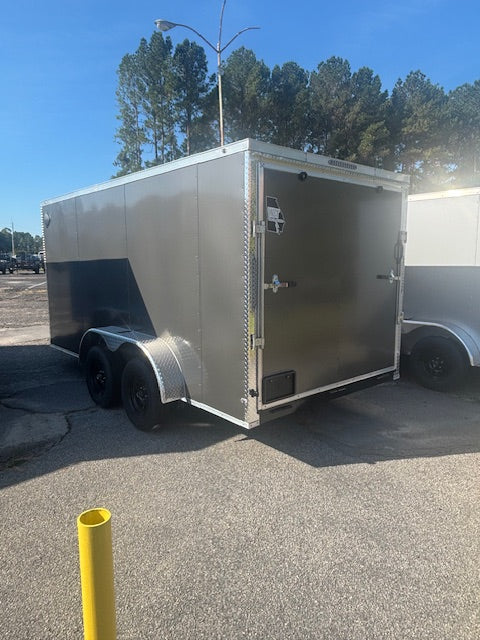 7x14 TA Cargo Enclosed Trailer with Ramp Door - Charcoal